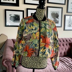 Vintage Silk Printed Bomber Jacket